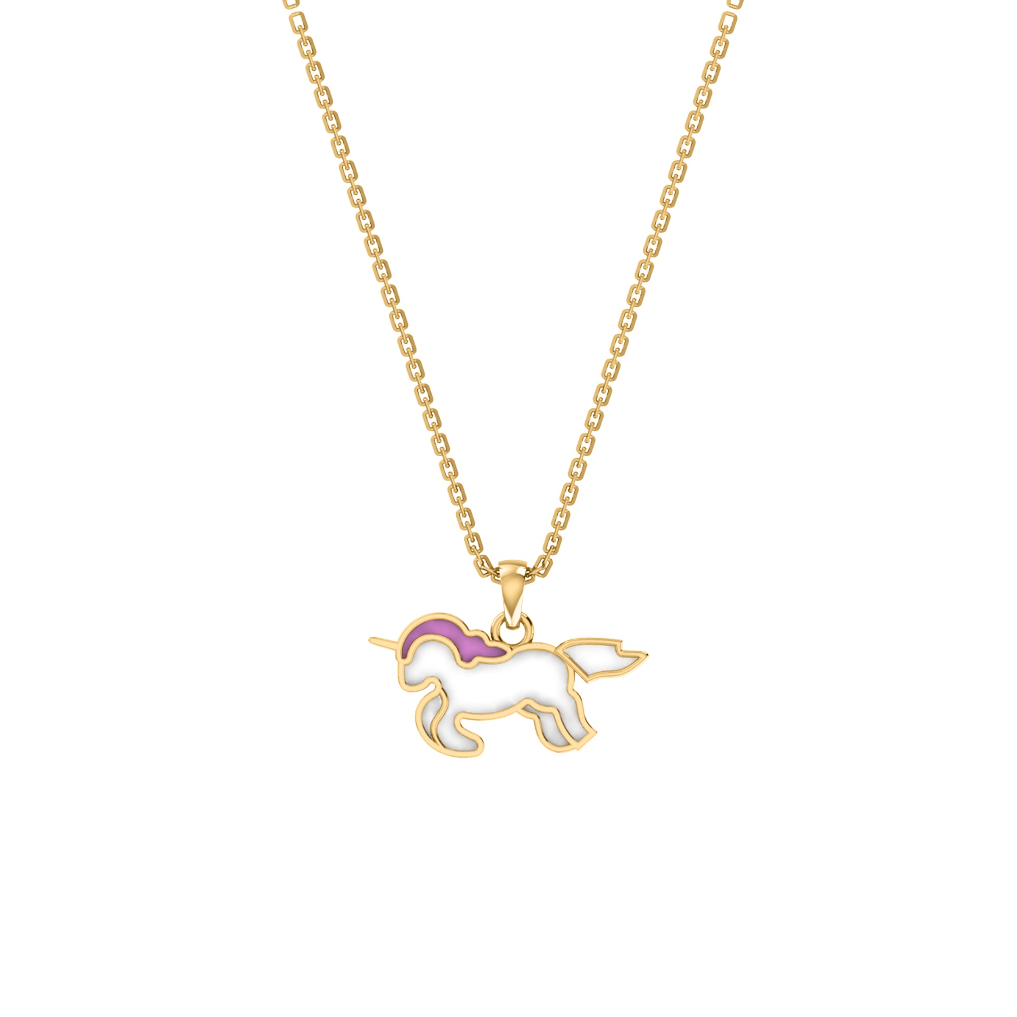 RKC Emaille-Einhorn-Anhänger, 925er Silber, Schmuck, 14 Karat Gelbgold vergoldet, Produktgewicht: 3,80 g, Höhe: 12,00 mm