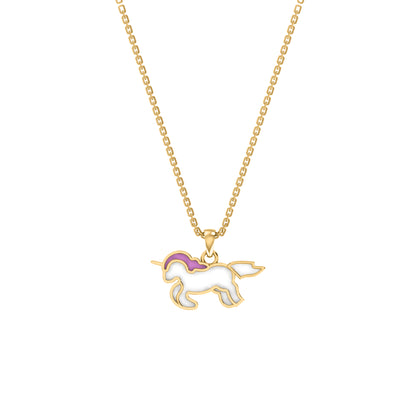 RKC Emaille-Einhorn-Anhänger, 925er Silber, Schmuck, 14 Karat Gelbgold vergoldet, Produktgewicht: 3,80 g, Höhe: 12,00 mm