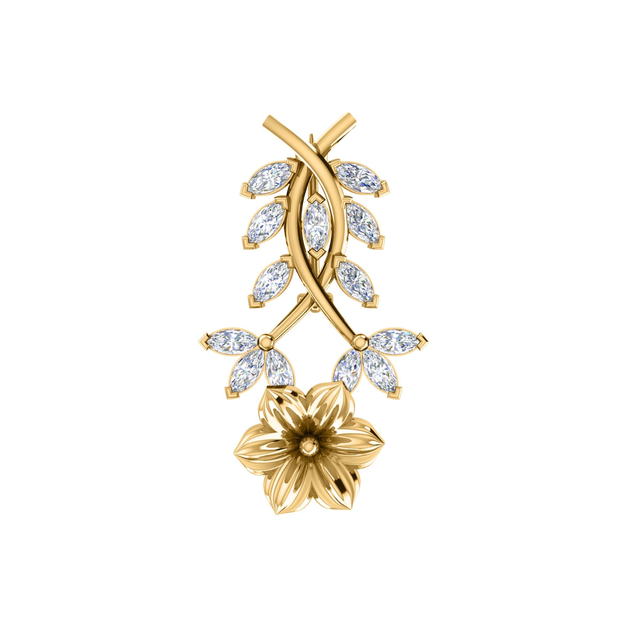 Spilla RKC Moissanite in argento sterling 925, placcata in oro rosa 14 carati, peso prodotto 1,60 GM, altezza 22,00 MM