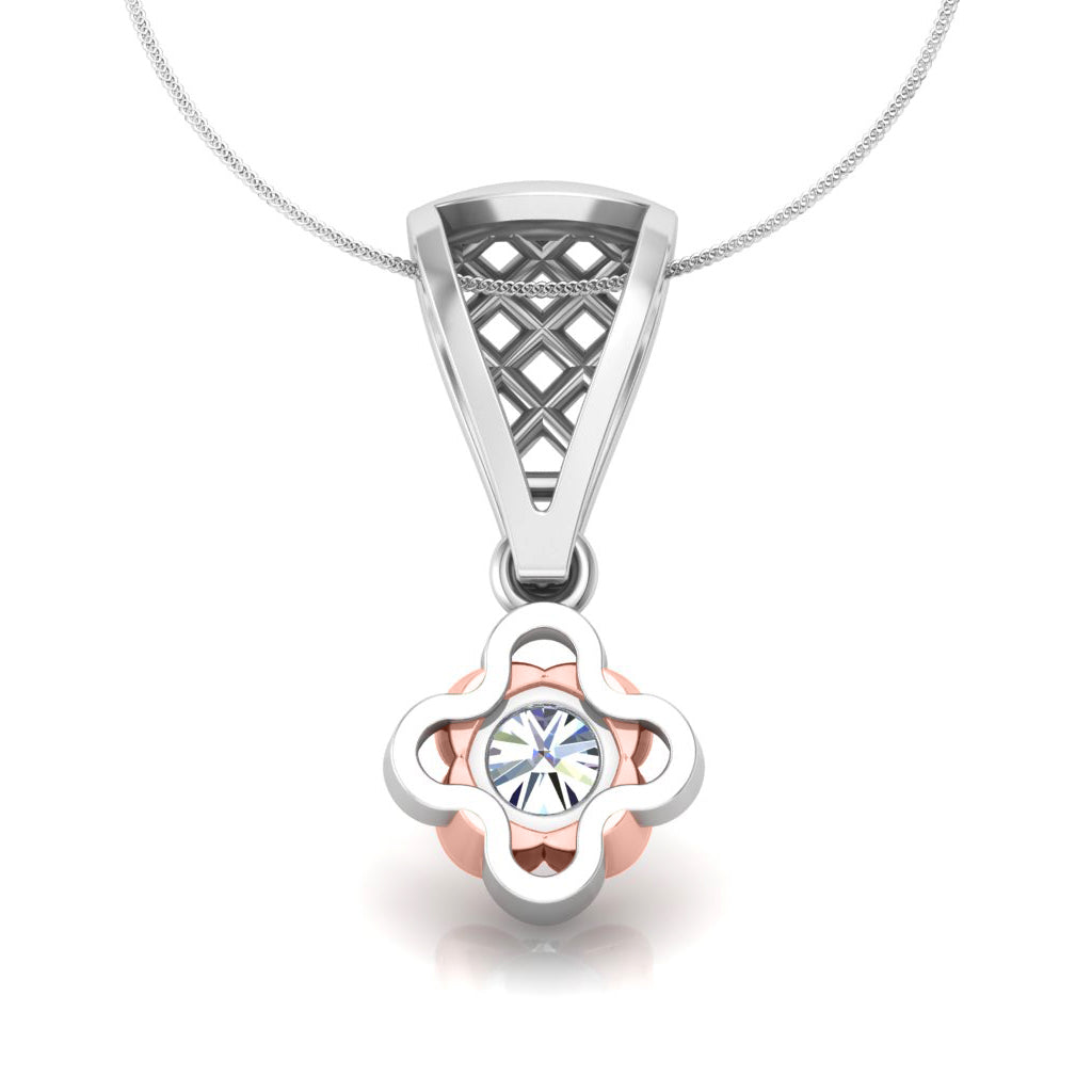 RKC handgefertigter Tropfen-Anhänger mit Blumen-Moissanit-Motiv aus Sterlingsilber, 14 Karat Weißgold vergoldet