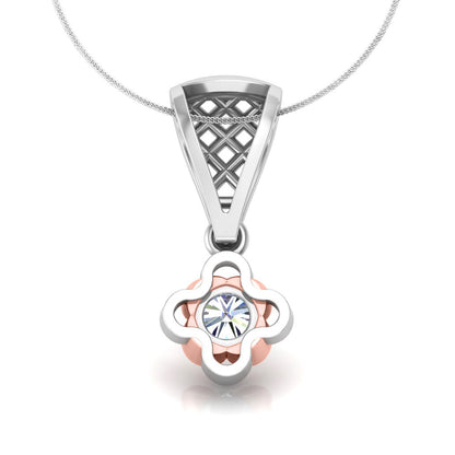 RKC handgefertigter Tropfen-Anhänger mit Blumen-Moissanit-Motiv aus Sterlingsilber, 14 Karat Weißgold vergoldet