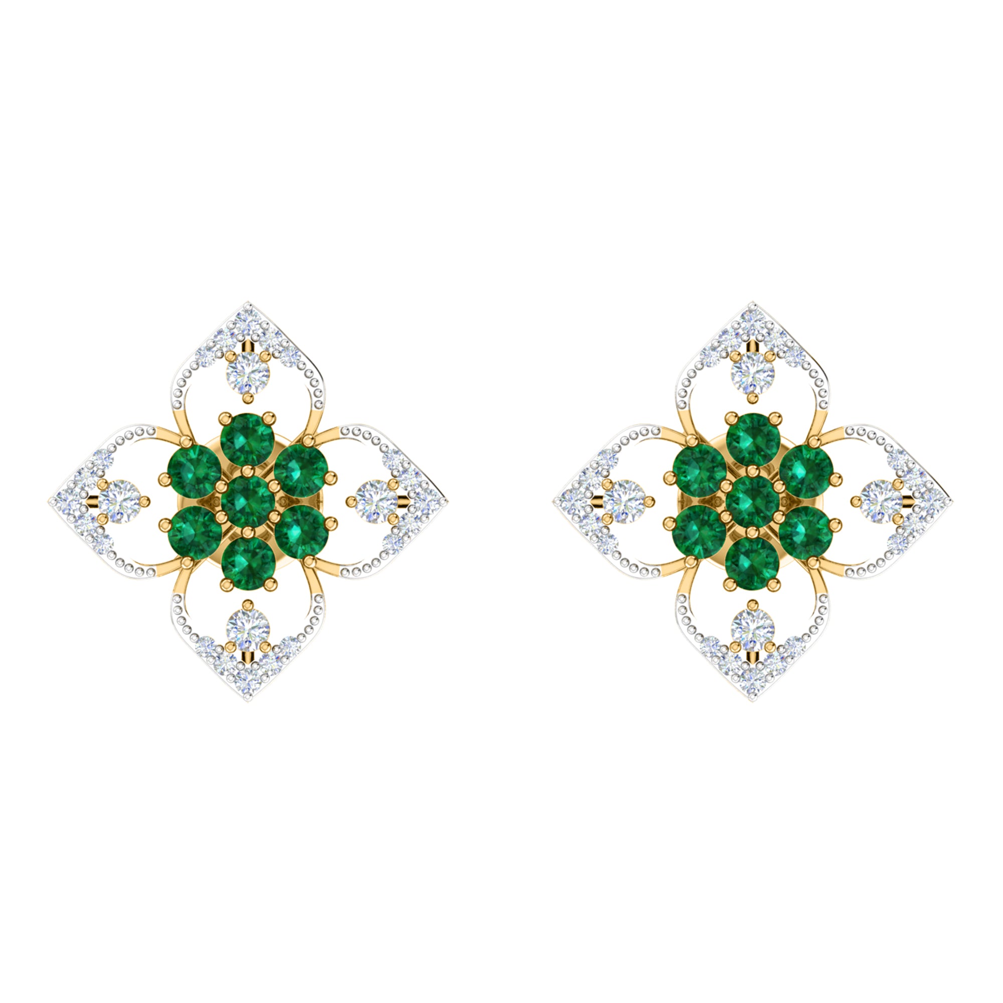 RKC 925 Sterling Silber Damen-Ohrring mit Blumenmuster für den täglichen Gebrauch, 14 Karat Gelb, Produktgewicht: 2,80 GM, Höhe: 14,70 mm