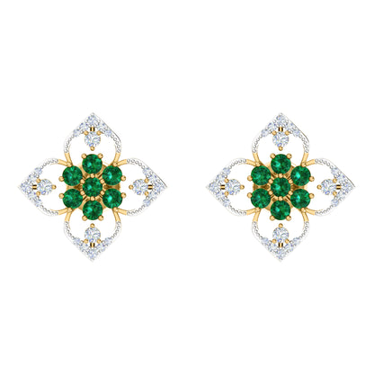 RKC 925 Sterling Silber Damen-Ohrring mit Blumenmuster für den täglichen Gebrauch, 14 Karat Gelb, Produktgewicht: 2,80 GM, Höhe: 14,70 mm