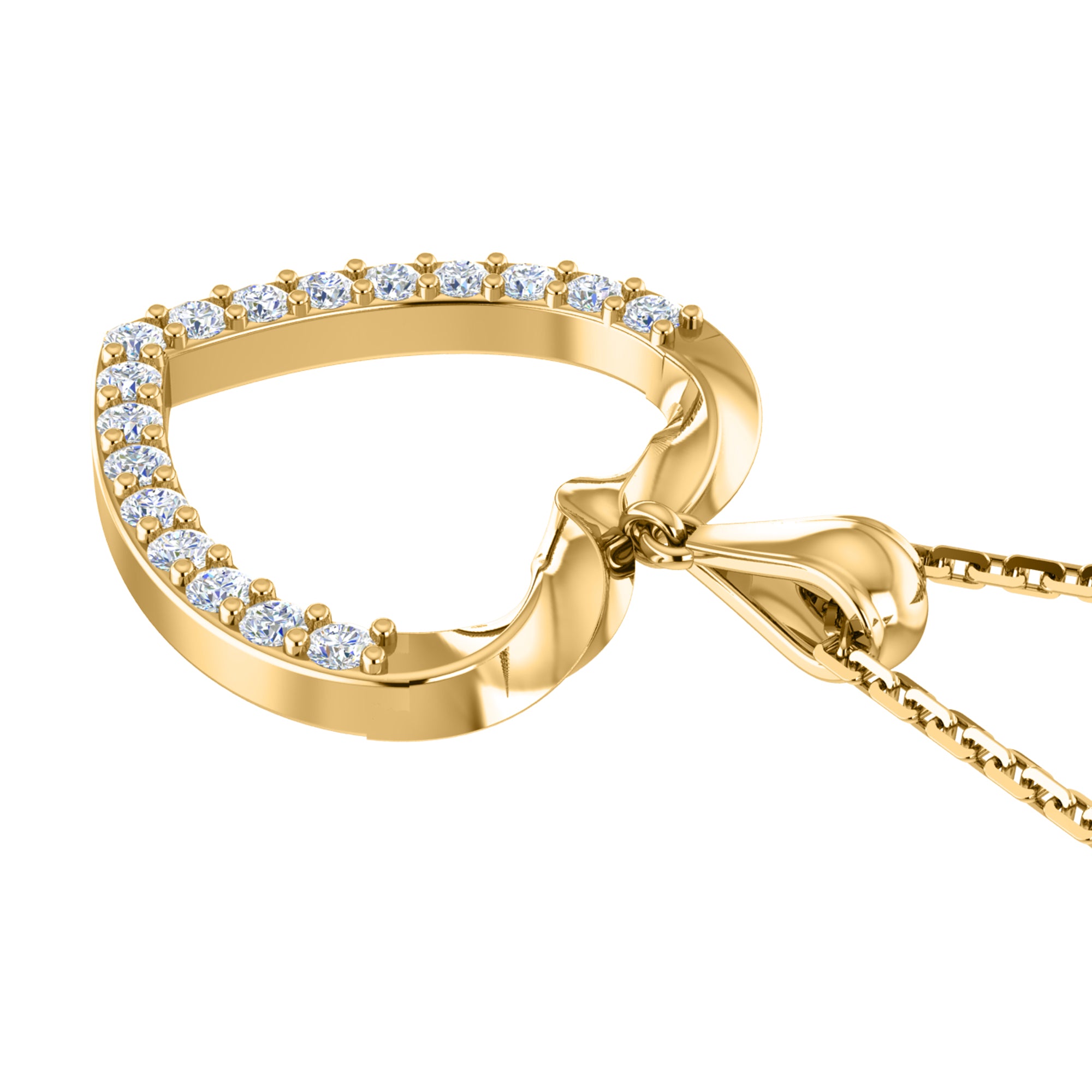 Ciondolo a forma di cuore in moissanite da 0,51 ct RKC, gioielli in argento 925 placcati in oro bianco 14 carati, peso 3,60 g, altezza 28 mm.