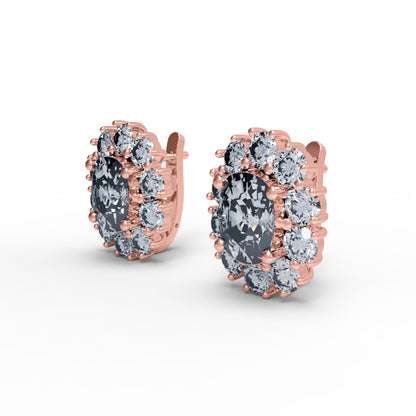 Orecchino da donna a bottone in argento sterling RKC 925 con rosa 14k sopra il prodotto Peso 7,50 GM Altezza 18,50 MM