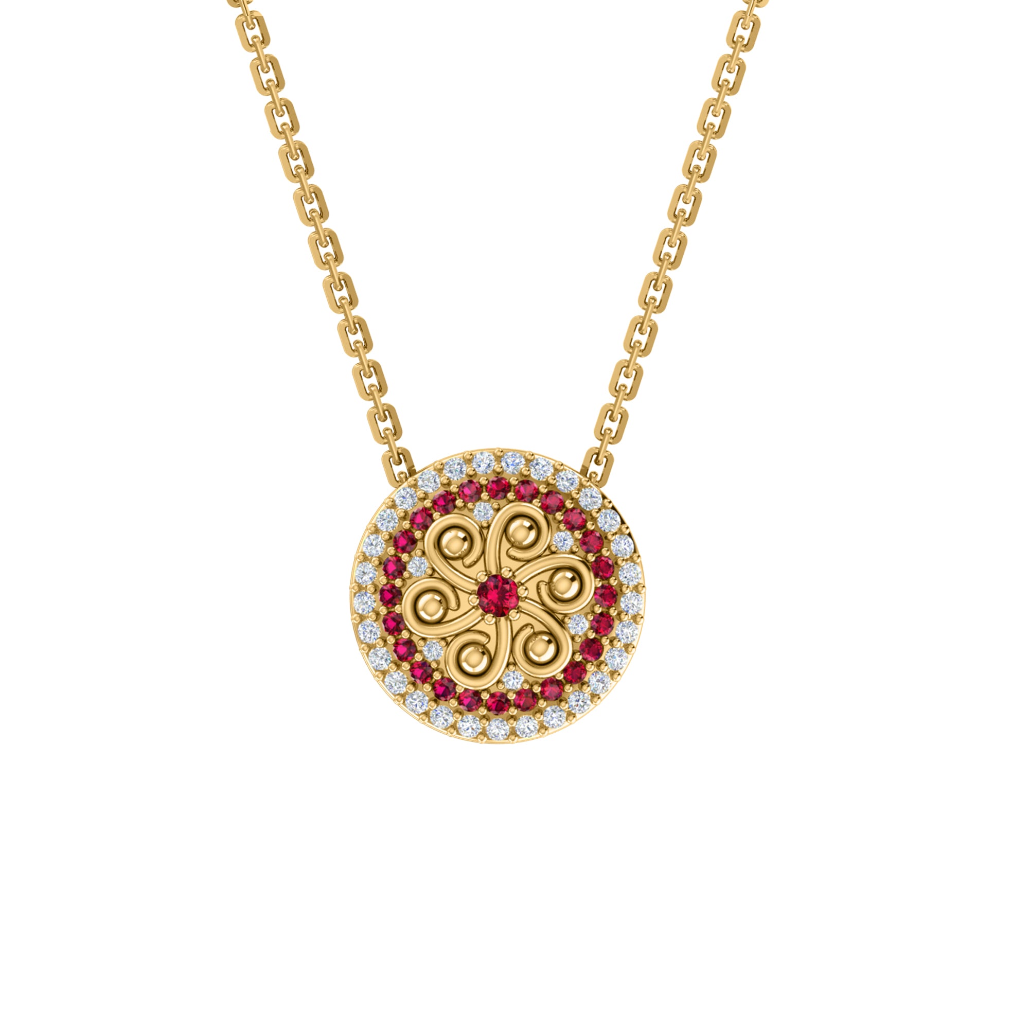 Ciondolo in moissanite RKC 2,9 CT, gioielli in argento 925, placcato in oro giallo 14 carati, peso 4,00 GM, altezza 13,50 mm