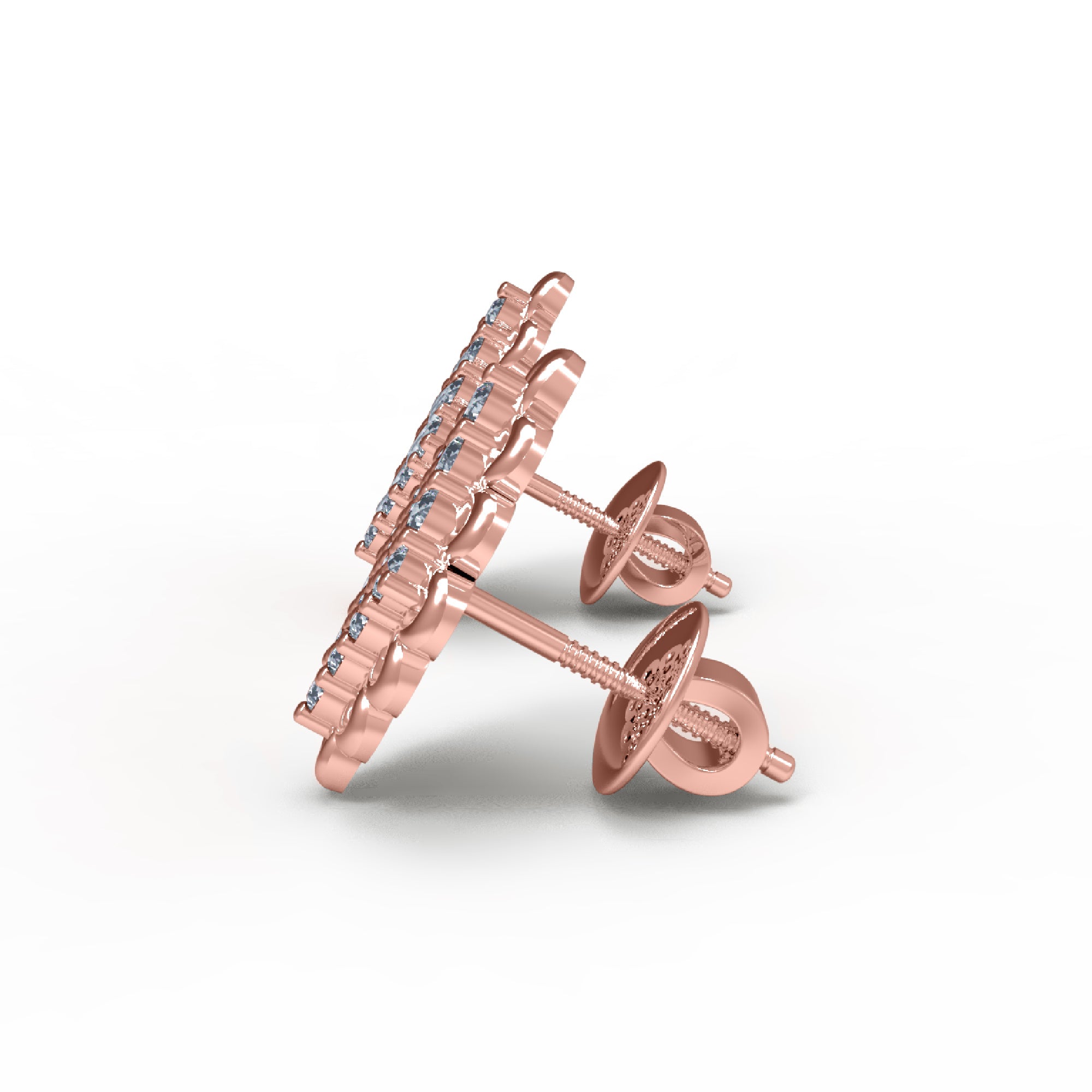 Orecchino a bottone da sposa da donna in argento sterling RKC con finitura in oro giallo 14K da 3,50 Gm, altezza 14,00 MM