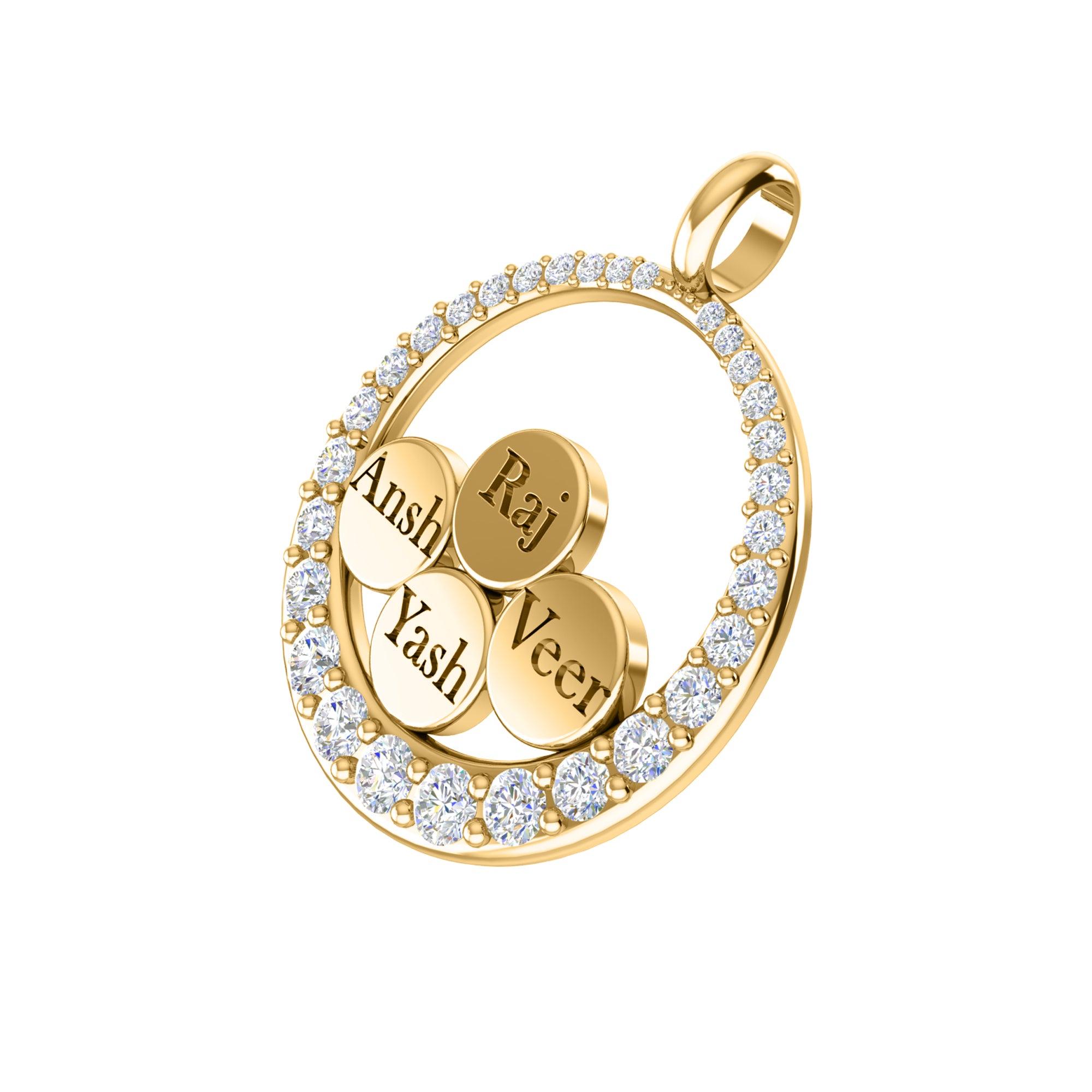 Ciondolo con nome Moissanite da 0,68 ct, gioielli in argento 925, placcato in oro giallo 14 carati, peso 5,10 g, altezza 24,80 mm
