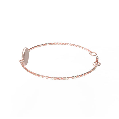 Bracciale iniziale a forma rotonda in argento sterling RKC 925, regalo per lei, placcato in oro giallo 14 carati, peso 3,25 g