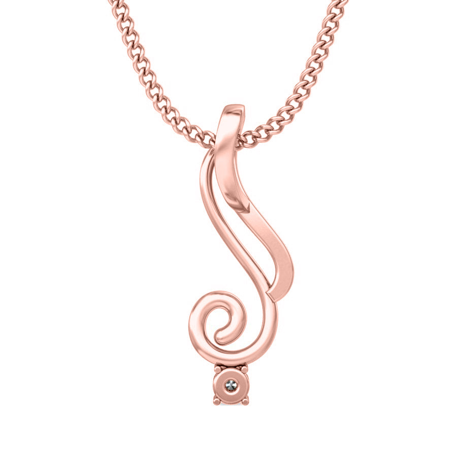 Ciondolo in moissanite da donna in argento sterling 925 RKC da 0,03 ct, finitura in oro rosa 14 carati, peso 2,5 g, altezza 16 mm