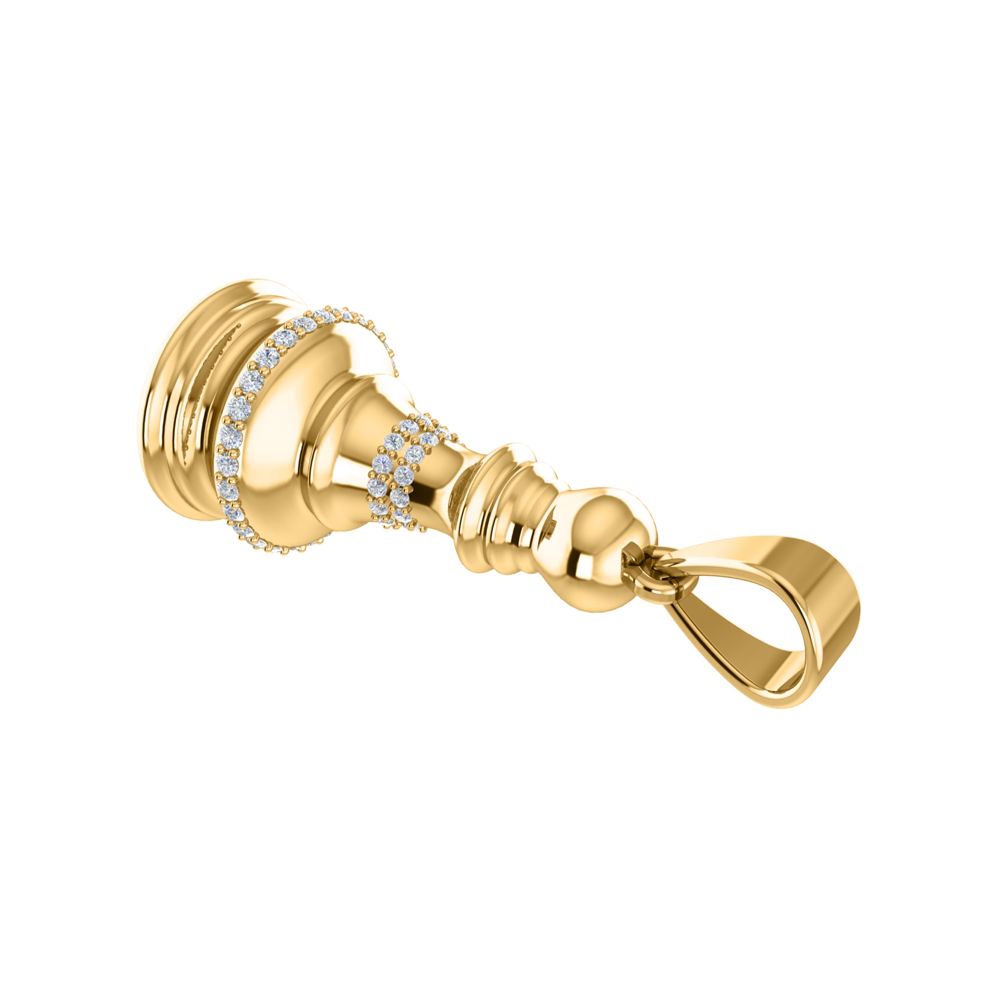 RKC 0,20 ct Moissanit Königin Schachfigur Anhänger 925 Silber Schmuck 14 K Gelbgold vergoldet 5 g 28,00 mm