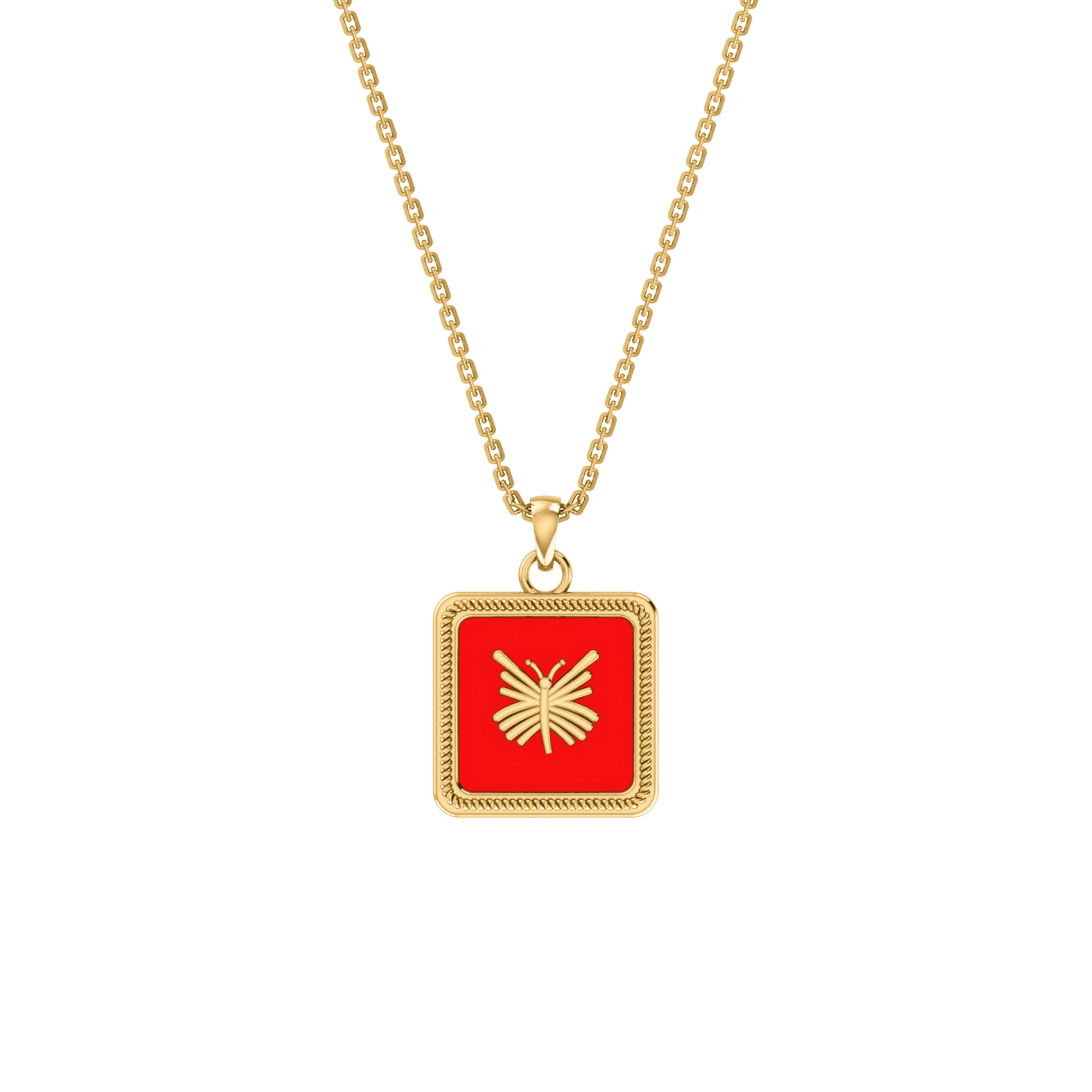 Ciondolo farfalla smaltata RKC Gioielli in argento 925 placcato oro giallo 14 carati Peso del prodotto 4,50 g Altezza 17,00 mm