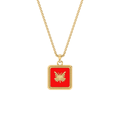 Ciondolo farfalla smaltata RKC Gioielli in argento 925 placcato oro giallo 14 carati Peso del prodotto 4,50 g Altezza 17,00 mm