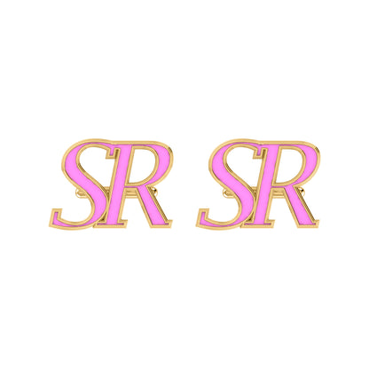RKC 925 Sterling Silver Enamel Cufflinks 14K Rose Gold Plated Product Wt 3.80 gm