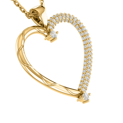 RKC Ciondolo stile cuore in moissanite da 0,46 ct, gioielli in argento 925, placcato in oro giallo 14 carati, peso 4,10 g, altezza 28 mm