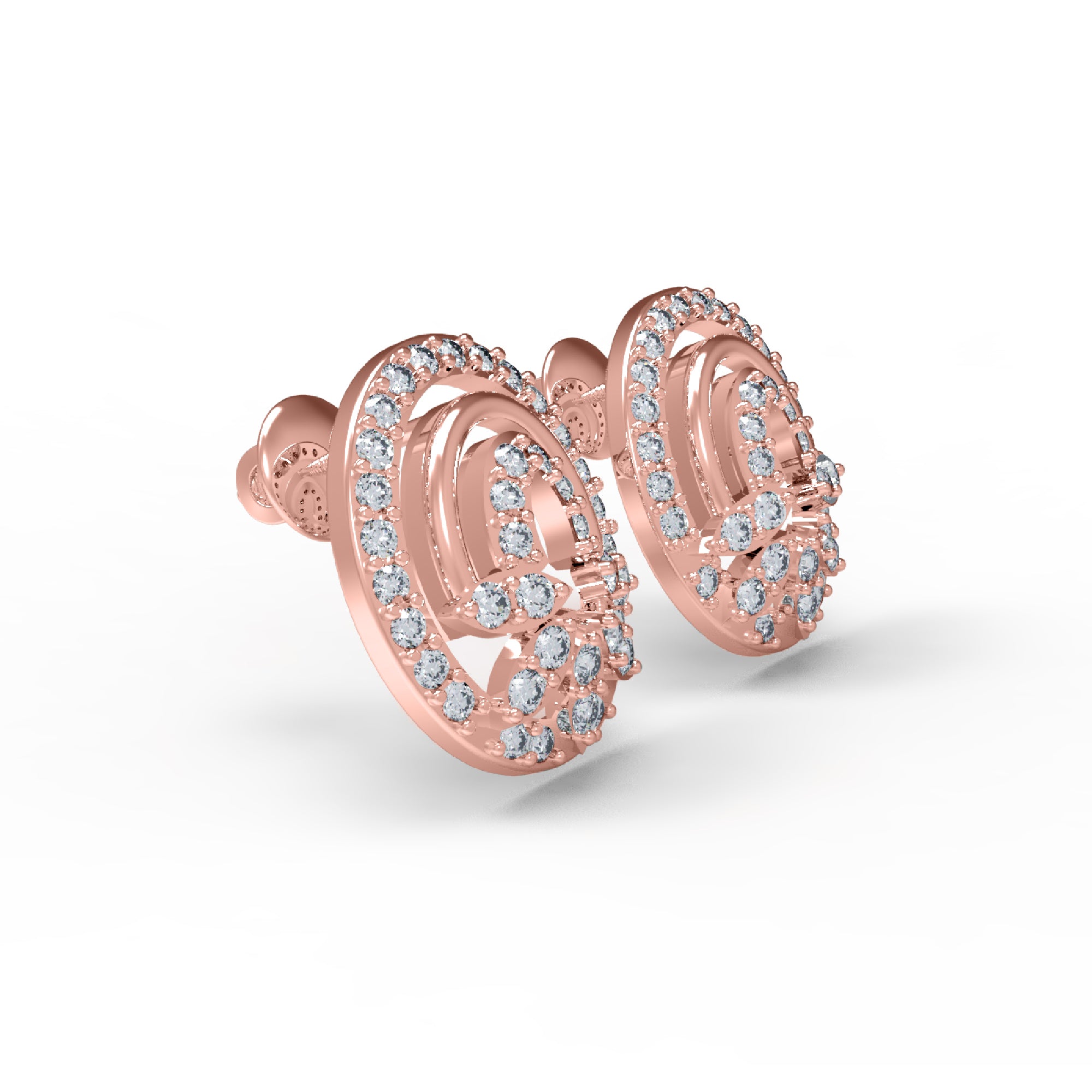 Orecchino da donna con perno a vite sul retro in argento sterling RKC 925, rosa 14k, oltre 3,50 Gm, altezza 12,50 mm