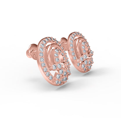 Orecchino da donna con perno a vite sul retro in argento sterling RKC 925, rosa 14k, oltre 3,50 Gm, altezza 12,50 mm