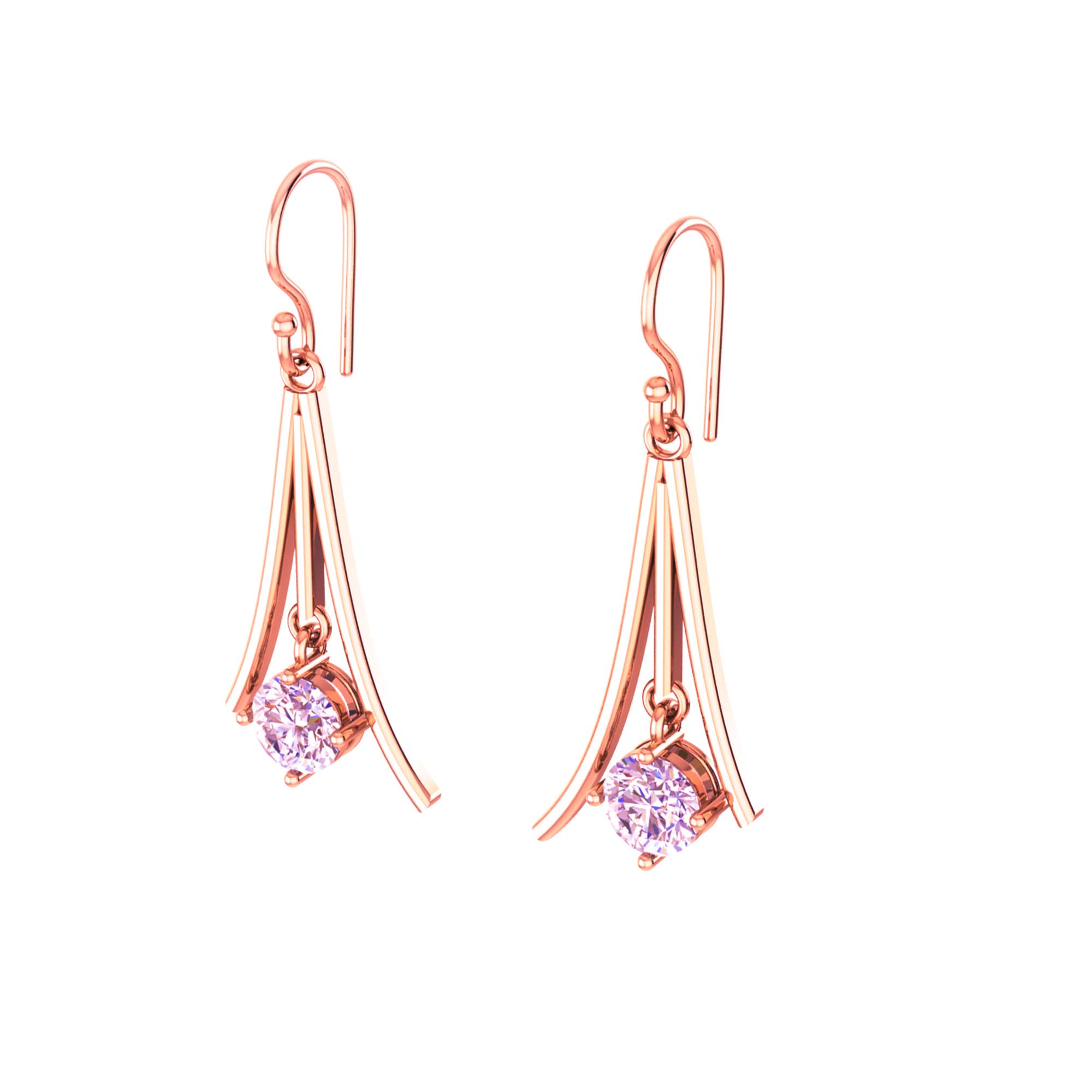 RKC Certified Moissanite Golden Drop Dangle Earrings 925 Sterling Silver Weight- 5gm