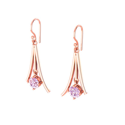 RKC Certified Moissanite Golden Drop Dangle Earrings 925 Sterling Silver Weight- 5gm