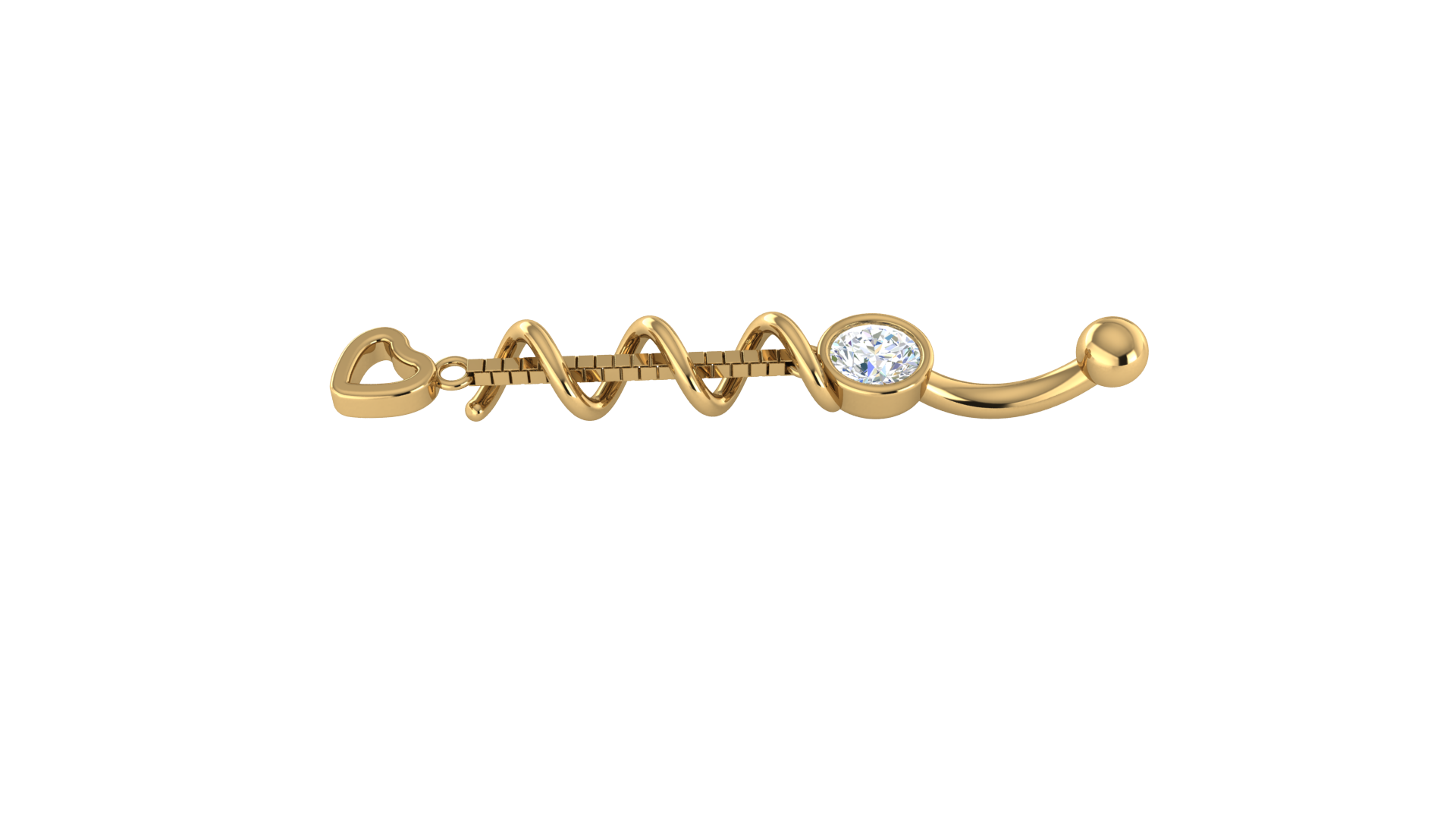 RKC JEWELRY Ombelico da donna in argento sterling 925 placcato in oro giallo 14k Peso 1,50 g Altezza 35,00 mm