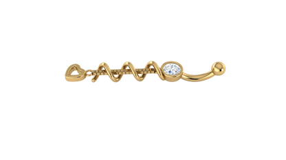 RKC JEWELRY Ombelico da donna in argento sterling 925 placcato in oro giallo 14k Peso 1,50 g Altezza 35,00 mm