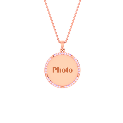 RKC Memory Photo Certified Moissanite Pendant Necklace 14k Yellow Gold Plated 925 Silver