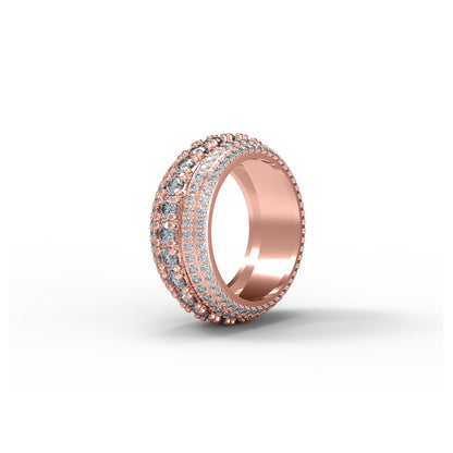 RKC 4,5 Karat Rundschliff-Moissanit-Verlobungsring, 925er Silber, 14 Karat Gelbgold plattiert, Herrenband, Gewicht 10 g