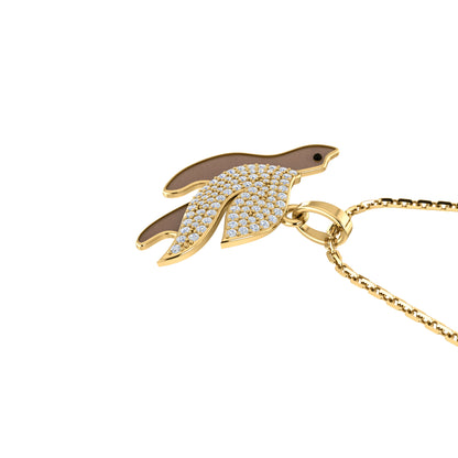 RKC 0.49 CT Moissanite Sea turtle Pendant 925 Silver Jewelry 14K Yellow Gold Plated Wt 4.50 GM Height 16.00 MM