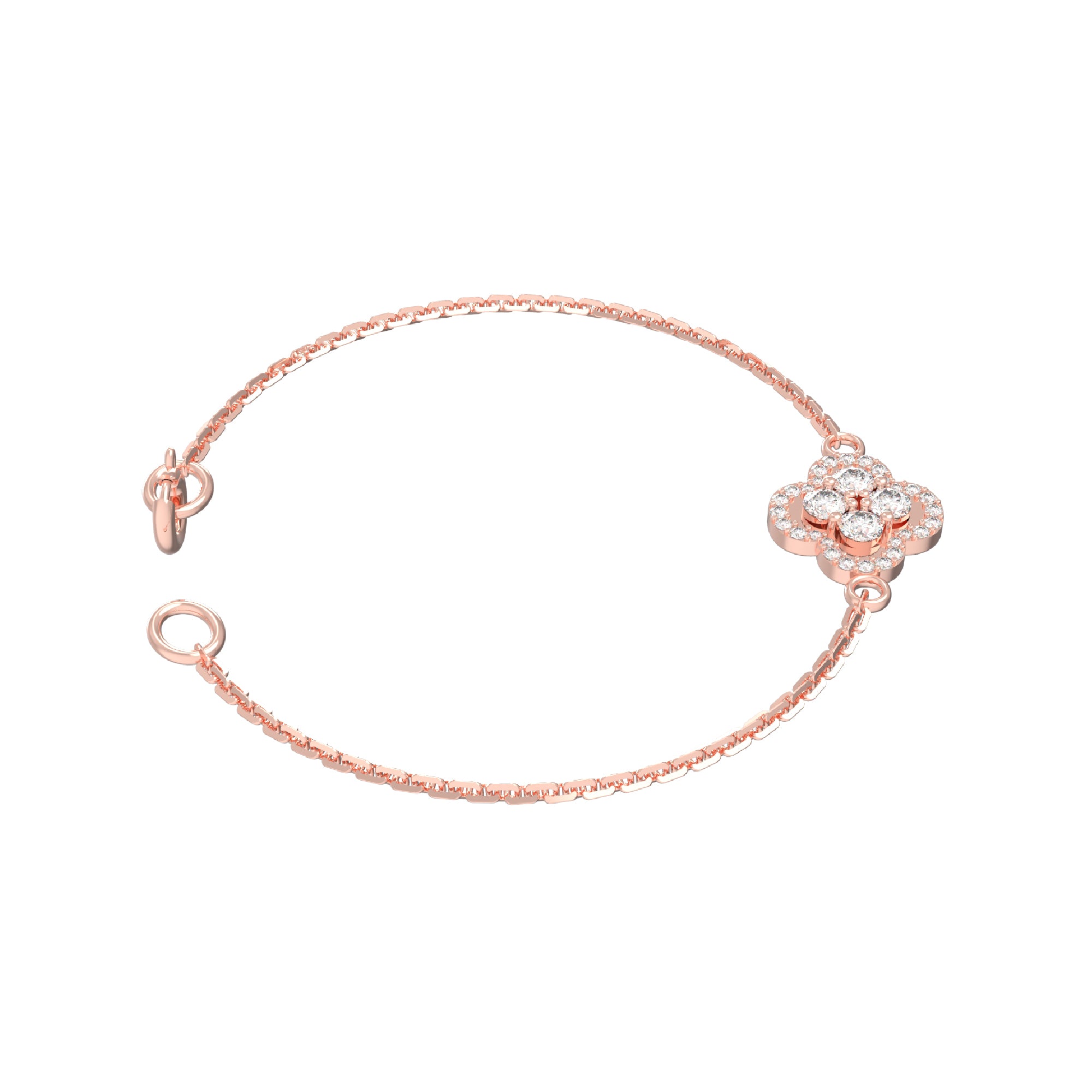 Bracciale da donna floreale in moissanite RKC in argento sterling 925 da 1,00 ct, placcato in oro giallo 14 carati, peso 2,85 ct