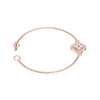 Bracciale da donna floreale in moissanite RKC in argento sterling 925 da 1,00 ct, placcato in oro giallo 14 carati, peso 2,85 ct