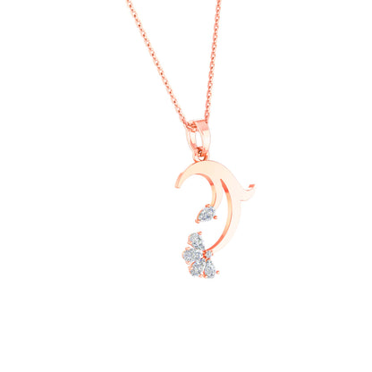 RKC Rose Gold Elegant Moissanite Flower Pendant With Chain
