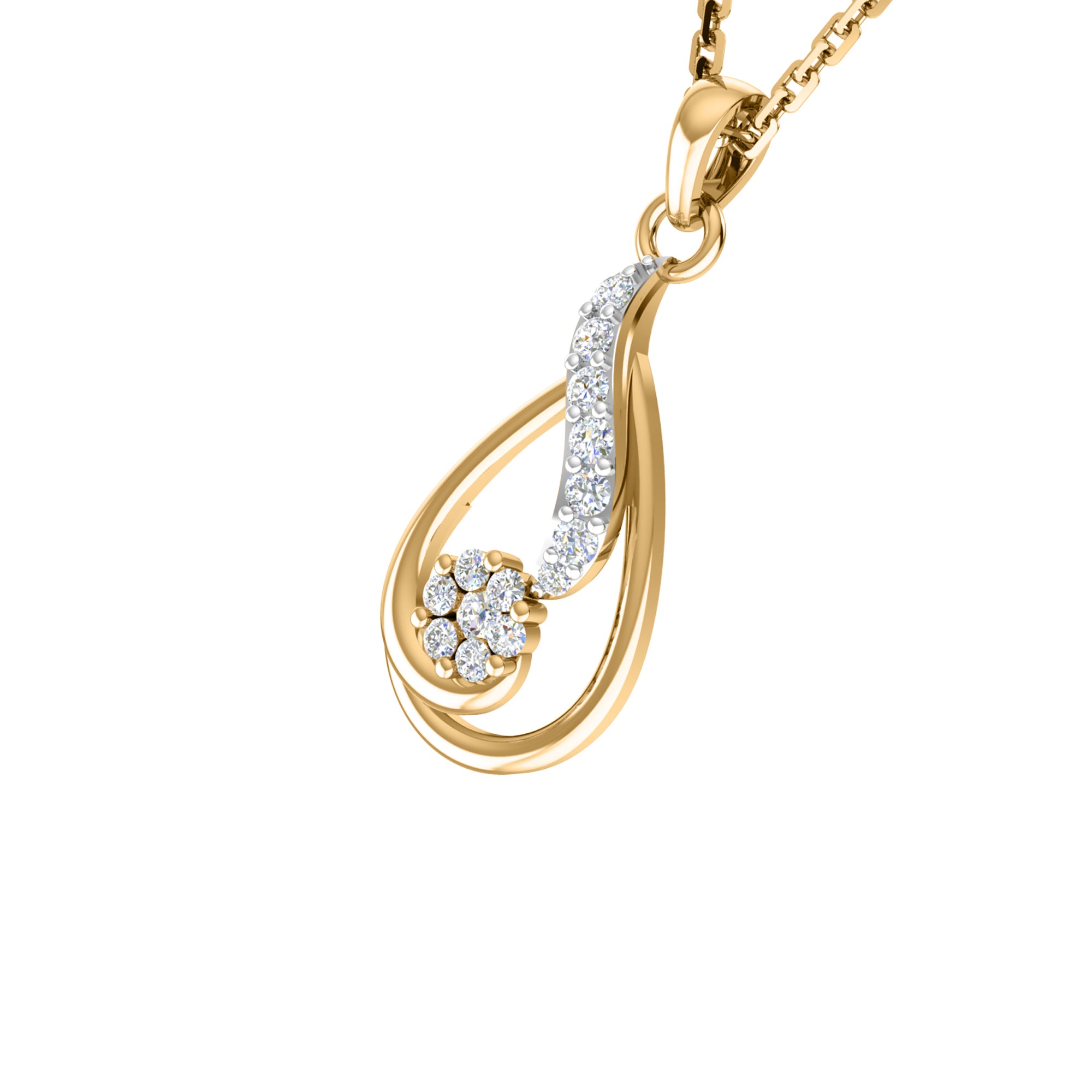 Ciondolo in moissanite da 0,40 ct in argento dorato RKC 925 con peso di 3,60 g e orecchino da 2,30 g con placcatura in oro giallo 14 carati