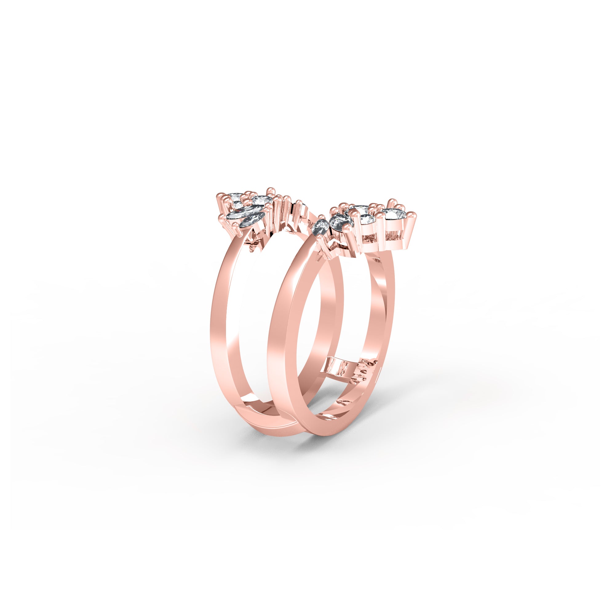 RKC Runder Moissanit Marquise Enhancer Ehering, Jackenring, 925er Sterlingsilber, 14 Karat Gelbgold vergoldet, Gewicht 5 g