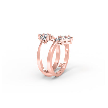 RKC Runder Moissanit Marquise Enhancer Ehering, Jackenring, 925er Sterlingsilber, 14 Karat Gelbgold vergoldet, Gewicht 5 g