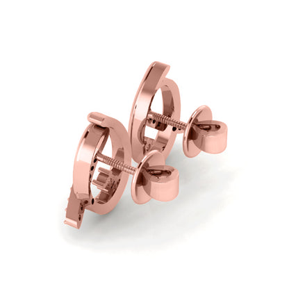 Orecchino da donna RKC in argento sterling 925 con piercing all'orecchio, rosa 14k, oltre 3,50 g, altezza 13,50 mm