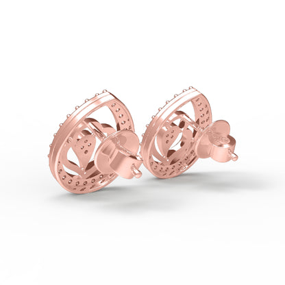RKC 925 Sterling Silber blattförmiger Damen-Ohrstecker für den täglichen Gebrauch, 14 Karat Rose über dem Produkt, Gewicht 1,80 GM, Höhe 12,00 mm