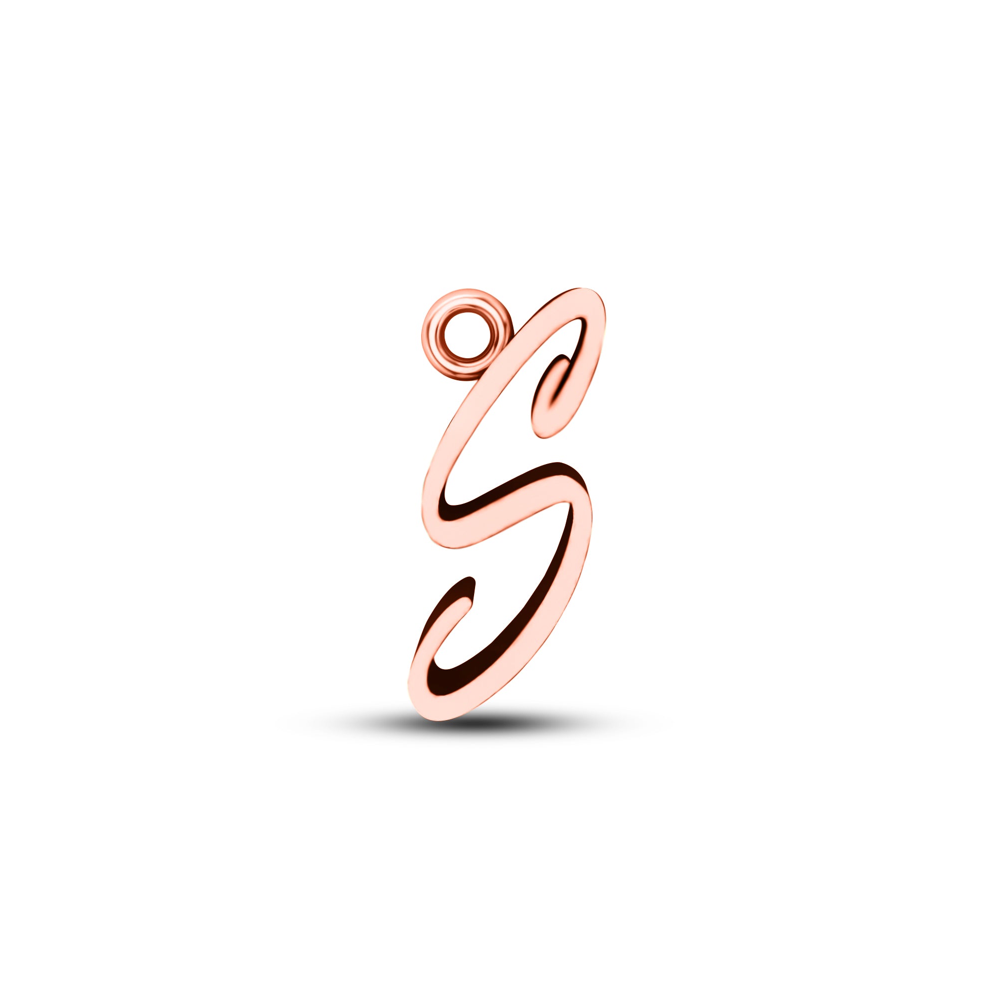 Ciondolo da donna con lettera "S" personalizzata in argento RKC, placcato in oro bianco 14 carati, peso 2,50 g, altezza 14,00 mm