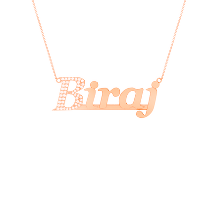 RKC Customize Initial Name Moissanite Pendant Necklace 14k Yellow Gold Plated Weight 4.2 gm