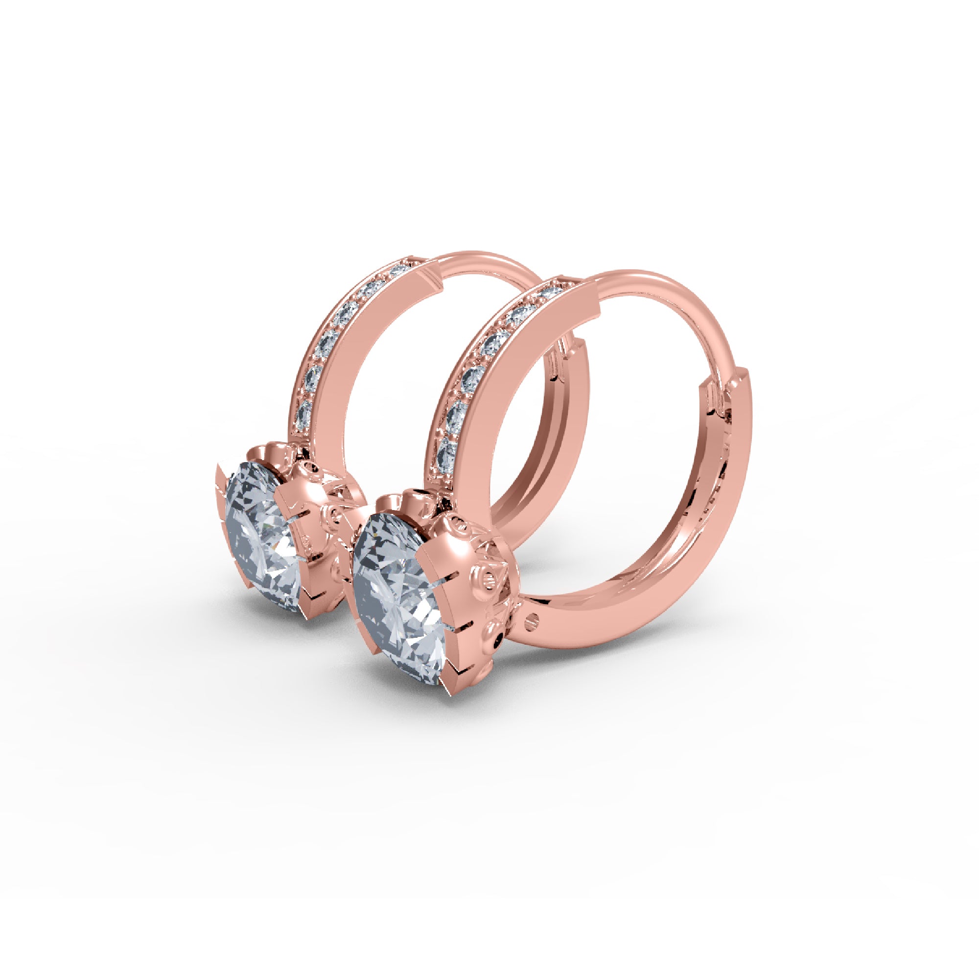 RKC Clip-On-Ohrring aus 925er-Sterlingsilber für Damen, 14 Karat Rose, Produktgewicht: 2,80 GM, Höhe: 14,00 mm