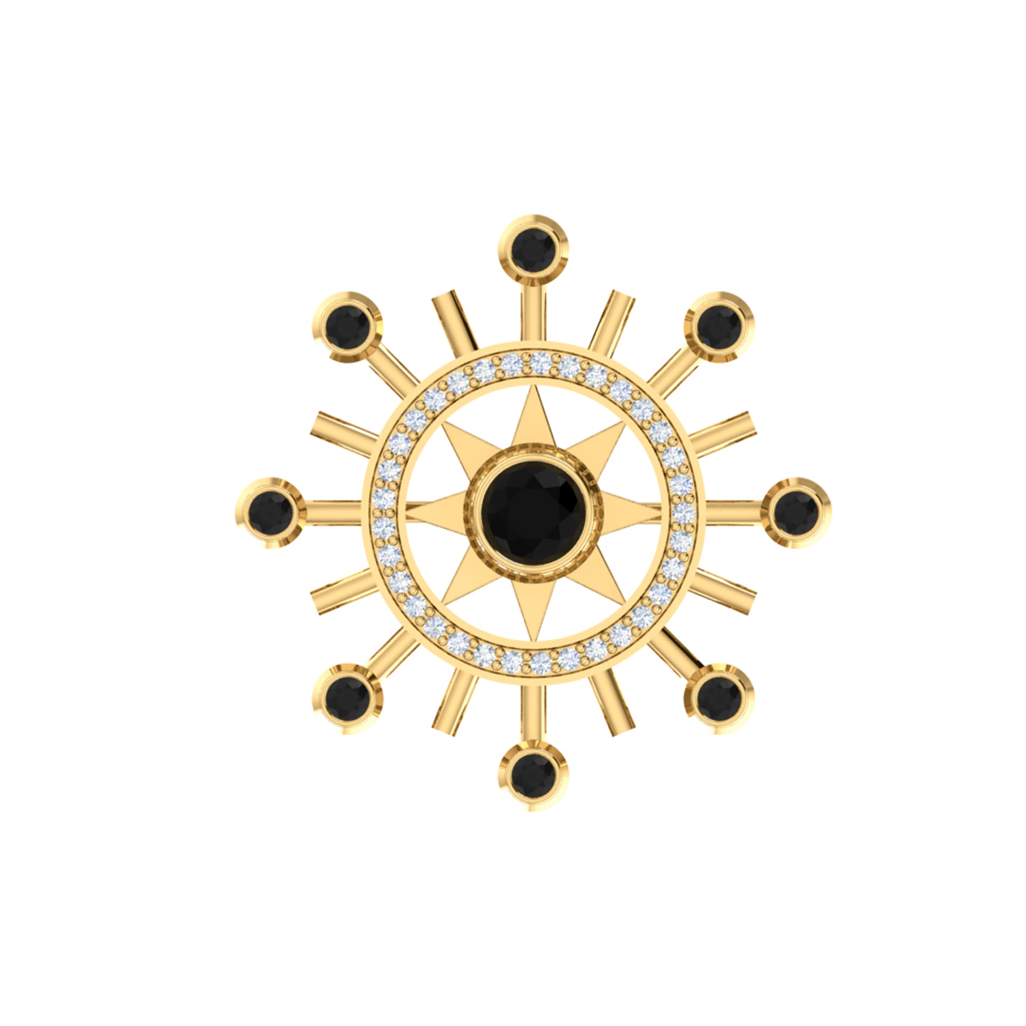 Spilla RKC Moissanite in argento sterling 925 placcata in oro giallo 14 carati Peso del prodotto 1,60 CM Altezza 22,00 MM
