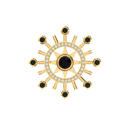 Spilla RKC Moissanite in argento sterling 925 placcata in oro giallo 14 carati Peso del prodotto 1,60 CM Altezza 22,00 MM
