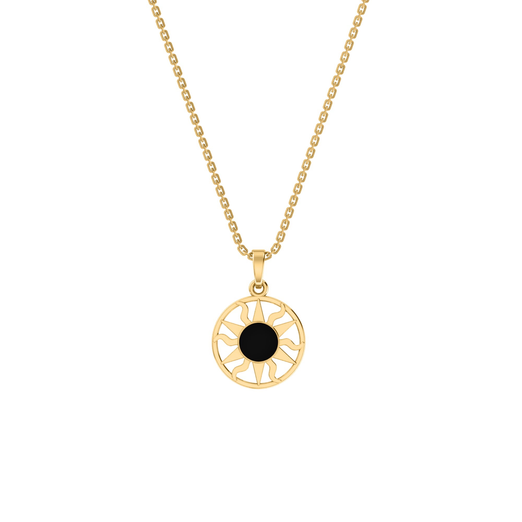 RKC Emaille-Sonnenanhänger, 925er Silberschmuck, 14 Karat Gelbgold vergoldet, Produktgewicht: 4,00 g, Höhe: 12,50 mm