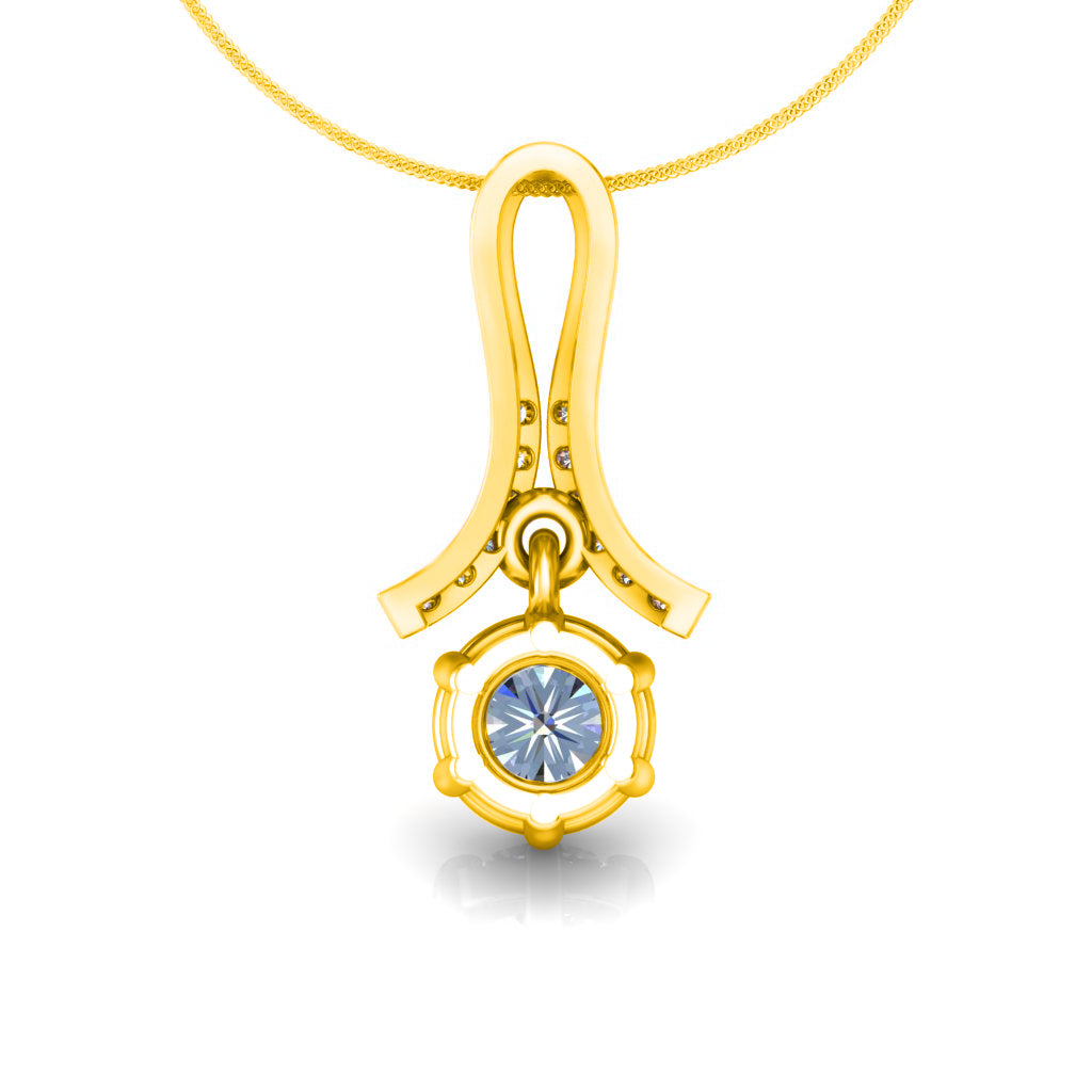 Ciondolo in moissanite da donna con goccia in argento sterling 925 RKC da 0,30 CT, per donna, placcato in oro rosa 14 carati, peso 3,1 g, altezza 16 mm