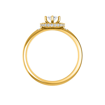 RKC Marquise-Moissanit-Halo-Verlobungsring, 925er Silber, Gelbgold vergoldet, für Damen, Gewicht 2 g