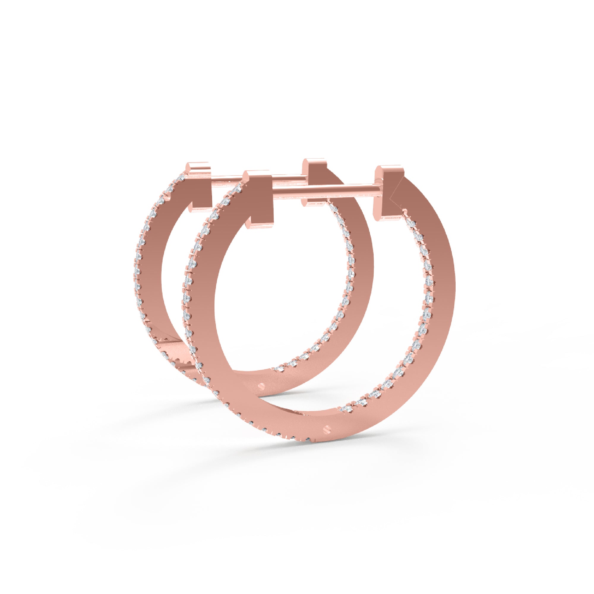 RKC Damen-Ohrring aus 925er-Sterlingsilber, einreihig, 14-Karat-Rose, Gesamtgewicht: 7,00 GM, Höhe: 38,00 mm