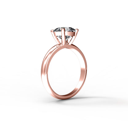 RKC Taglio cuscino Moissanite Solitaire Valentine Propose Anello Argento sterling 925 Oro rosa 14 carati su peso 3,60 g Larghezza 2,30 mm