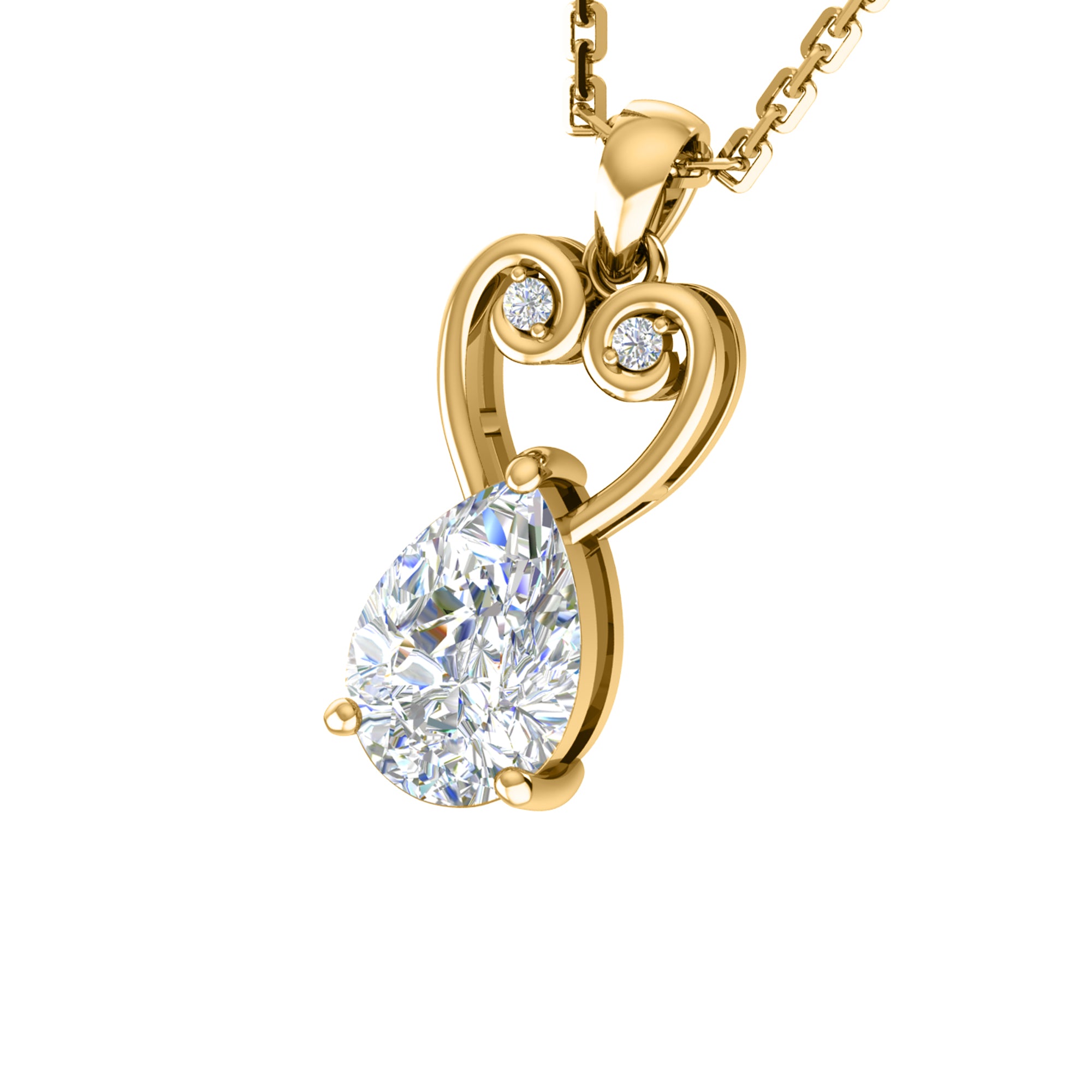 Ciondolo in moissanite a goccia da 2,23 ct RKC, gioielli in argento 925, placcato in oro giallo 14 carati, altezza 3,60 g
