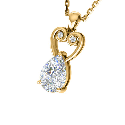 Ciondolo in moissanite a goccia da 2,23 ct RKC, gioielli in argento 925, placcato in oro giallo 14 carati, altezza 3,60 g