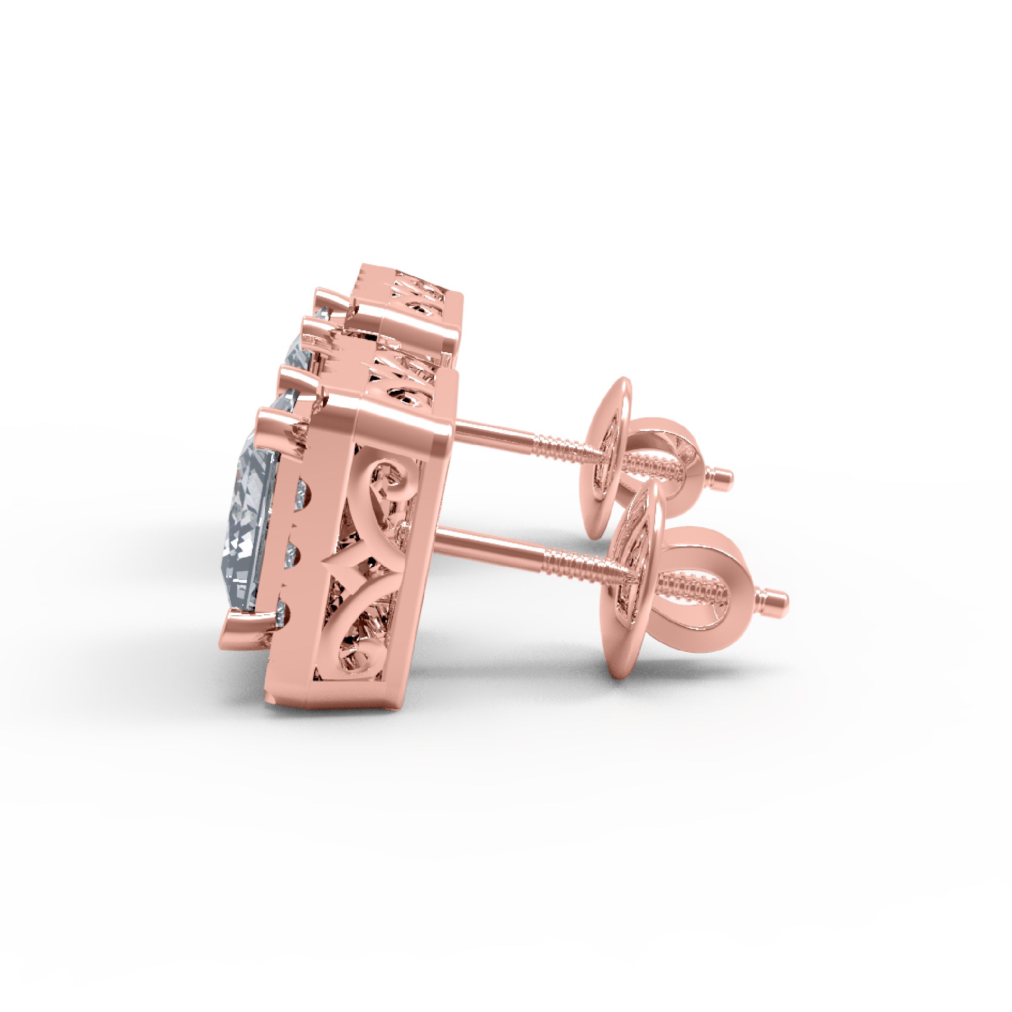 RKC Damen-Ohrring „Prinzessin“ aus 925er-Sterlingsilber, 14-karätige Rose mit einem Gesamtgewicht von 2,80 GM, Höhe 5,20 mm