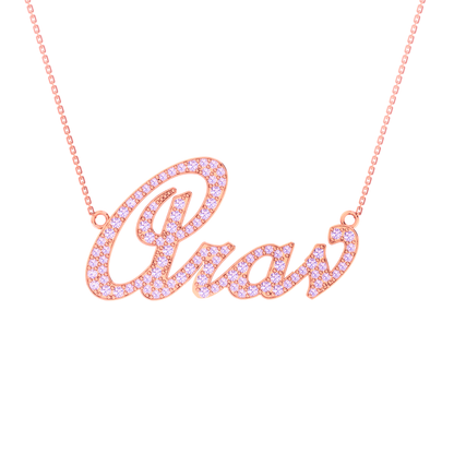 RKC Moissanite /Cubic Zirconia Initial Customize Name Pendant Necklace 14k Yellow Gold Plated